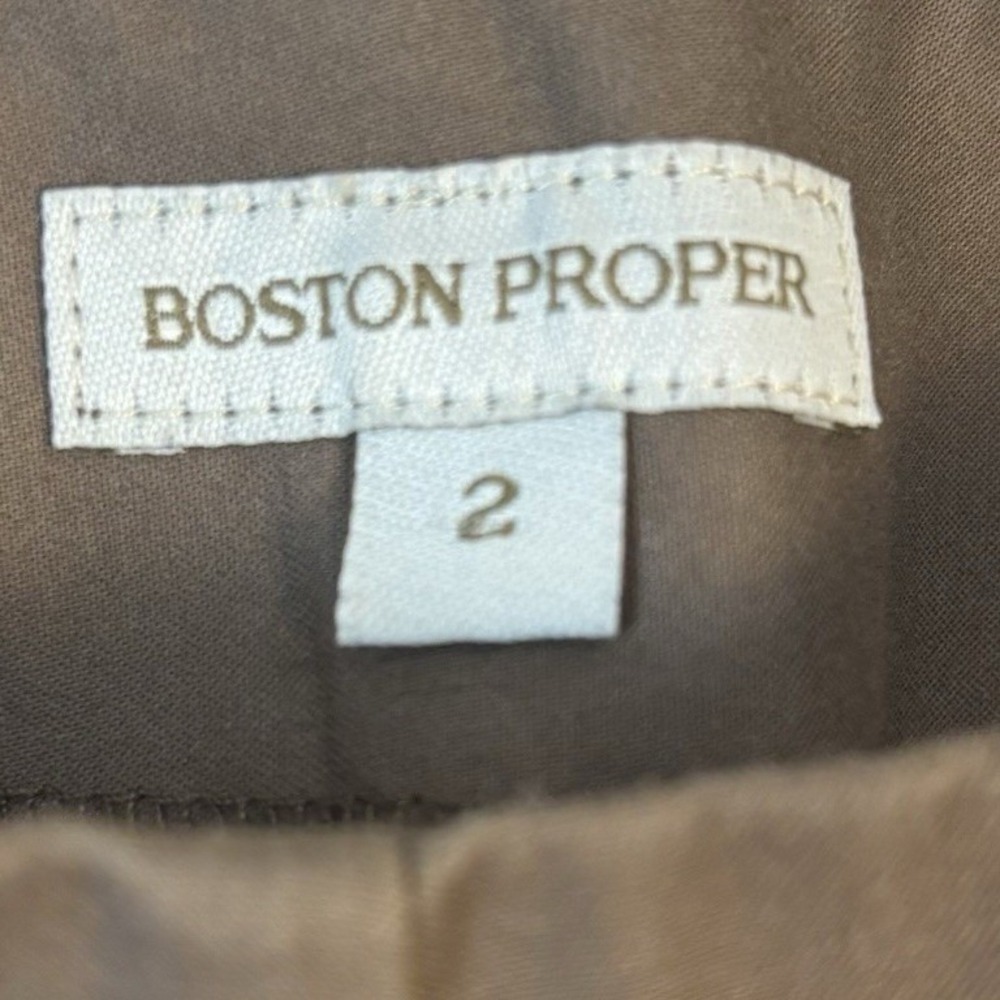 Boston Proper Women Brown Flare Leg Stretch Cotton Trousers Size 2 Olive Drab - Picture 3 of 9